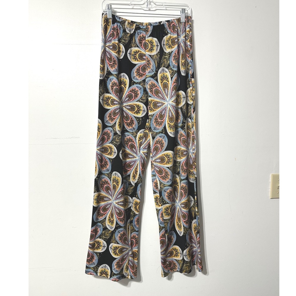 Melissa Paige Wide Leg Pants Womens Boho Floral Paisley Elastic Waist L - Picture 2 of 4